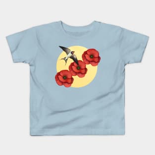 Swallow and the poppies Kids T-Shirt